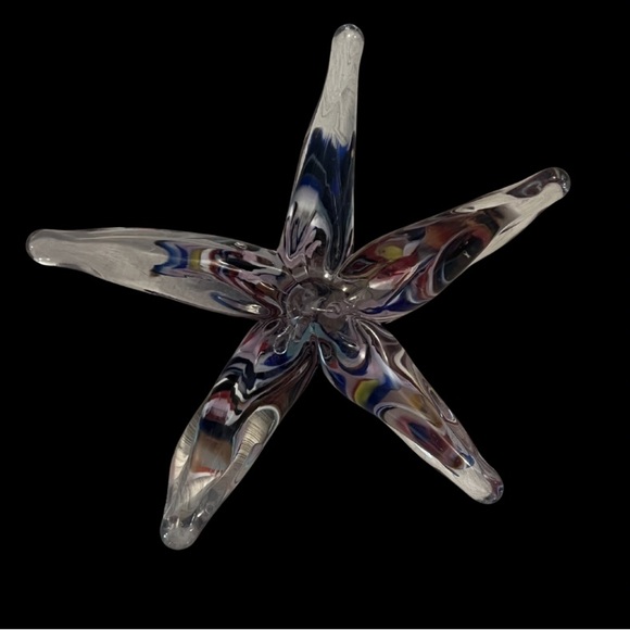 ✨ Hand Blown Art Glass Blue Starfish Decor ✨ - Picture 2 of 4